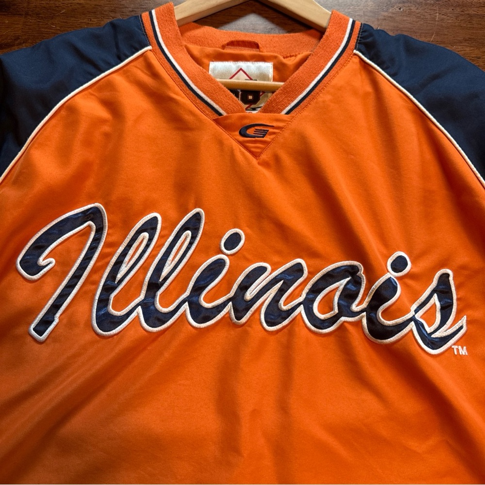 Vintage Illinois Fighting Illini XL 58 Sports NCAA Pullover 90s Pockets - Picture 2 of 8